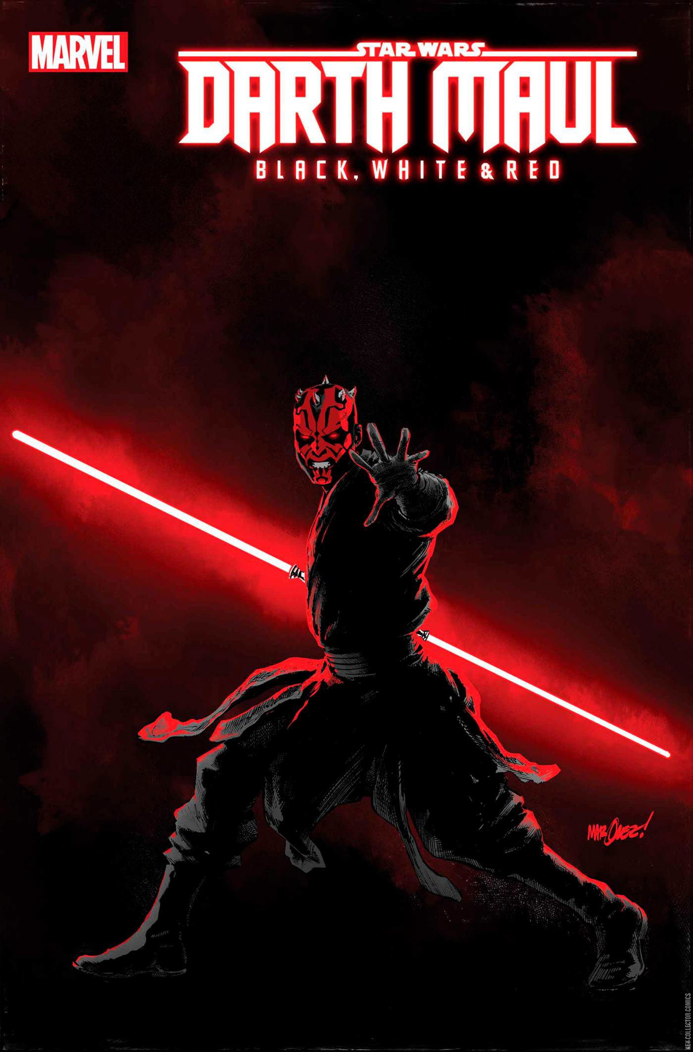 darth maul black and white