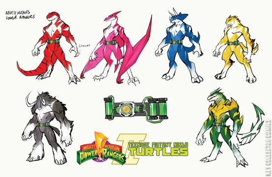 Variant Cover for Mighty Morphin Power Rangers / Teenage Mutant Ninja Turtles #5